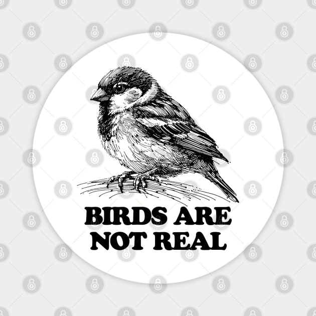 birds arent real, birds aren t real, line art drawing, line art, line drawing, birds are not real, conspiracy theory Magnet by Thunder Biscuit